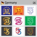 German set of number 53 templates