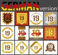 German set of number 19 templates