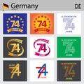 German set of number 74 templates