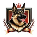 German Shepard dog mascot character logo design with badges