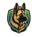 German Shepard dog mascot character logo design with badges