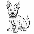 German Shepherd Coloring Page For Kids In Gueuze Style