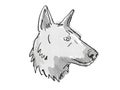 German Shepherd Dog Breed Cartoon Retro Drawing