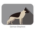 German Shepherd dog breed flat icon design, vector illustration Royalty Free Stock Photo