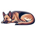 German shepherd dog full body vector illustration, sleeping dog, family pet, assistance, search service, rescue, police, and Royalty Free Stock Photo