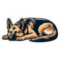 German shepherd dog full body vector illustration, sleeping dog, family pet, assistance, search service, rescue, police, and Royalty Free Stock Photo