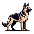 German shepherd dog full body vector illustration, standing dog, family pet, assistance, search service, rescue, police, and Royalty Free Stock Photo