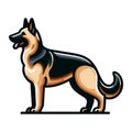 German shepherd dog full body vector illustration, standing dog, family pet, assistance, search service, rescue, police, and Royalty Free Stock Photo