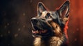 German Shepherd dog.German Shepherd dog portrait close up. Horizontal banner poster background. Copy space. Photo texture AI Royalty Free Stock Photo