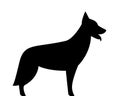 German Shepherd Dog Silhouette. Black And White Vector Illustration