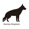 German Shepherd dog silhouette, side view, vector illustration Royalty Free Stock Photo