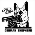 German Shepherd with guns - German Shepherd gangster. Head of angry German Shepherd