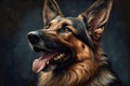 German Shepherd Portrait Painting, Generative AI