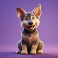 Adorable Baby German Shepherd Sitting On Purple Background