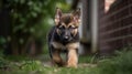 German Shepherd Puppy\'s First Training Session in the Yard