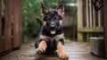 German Shepherd Puppy\'s First Training Session in the Yard