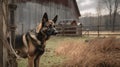 German Shepherd\'s Vigilant Guard at the Farm