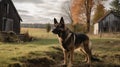 German Shepherd\'s Vigilant Guard at the Farm