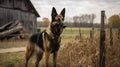 German Shepherd\'s Vigilant Guard at the Farm