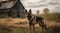 German Shepherd\'s Vigilant Guard at the Farm