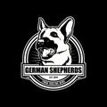 German shepherd silhouette vector badge ROUND logo template