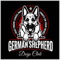 German Shepherd - vector illustration for t-shirt, logo and template badges