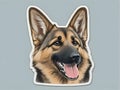 German Shepherd Vector Stickers: Contour Collection on White Background