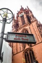 Frankfurt Germany Sign to Church Tower