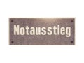 German sign isolated over white. Notausstieg Emergency exit