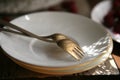 German silver dessert forks on the plate Royalty Free Stock Photo