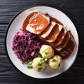 German Slow Cooker Pot Roast Sauerbraten with potato dumplings