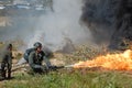German soldier with flame-thrower Royalty Free Stock Photo