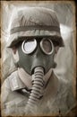 German soldier in gas mask.