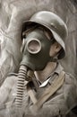 German soldier in gas mask.