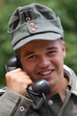 German soldier with phone.