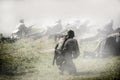 German soldiers. Historical reconstruction, soldiers fighting during World War II. Royalty Free Stock Photo