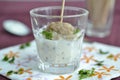 German specialty meatball with capers dip