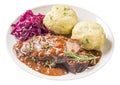 Sauerbraten on plate isolated