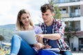 German student couple preparing for exam Royalty Free Stock Photo