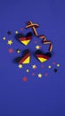 German style abstract background, hearts and ribbon in the colors of the German flag