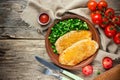 German-style chicken schnitzel Royalty Free Stock Photo