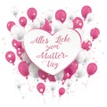 Paper Heart Pink White Balloons Daisy Flowers Muttertag Royalty Free Stock Photo