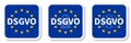 German text DSGVO translate GDPR square sticker set with the EU flag, the padlock icon and paragraph marks.