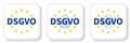 German text DSGVO translate GDPR white square sticker set with the EU flag, the padlock icon and paragraph marks.