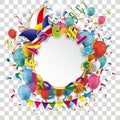 Golden Paper Circle Balloons Confetti Fasching Transparent