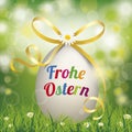 Grass Bokeh Easter Egg Ostern Yellow Ribbon