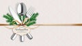 Weihnachten Fork Knife Spoon Twigs Ornaments Ribbon Header