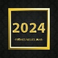 2024 Neues Jahr Golden Frame Black Ornaments Wallpaper