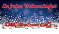 Christmas Card Header Night Blue Snowflakes Baubles Frohes Weihnachtsfest Royalty Free Stock Photo