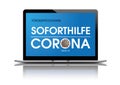 Notebook Mirror Soforthilfe Corona Royalty Free Stock Photo
